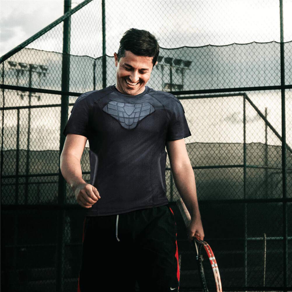 Amazon.com: TUOY Padded Compression Shirt Padded Football Shirt